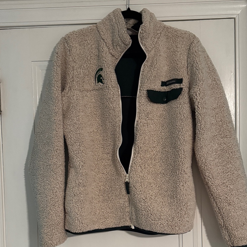 Columbia x MSU Spartan Cream Fleece Sherpa Zip Up - Picture 6 of 6